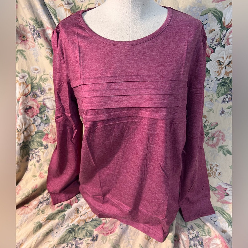Women's Pleated Front Long-Sleeve Top